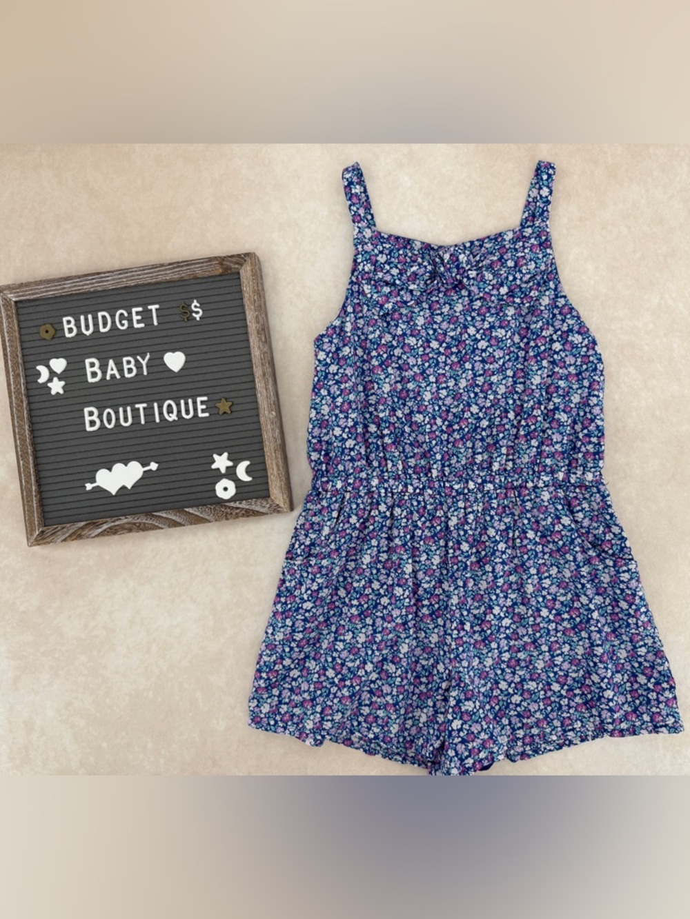 Janie and Jack Navy Floral Sleeveless Romper